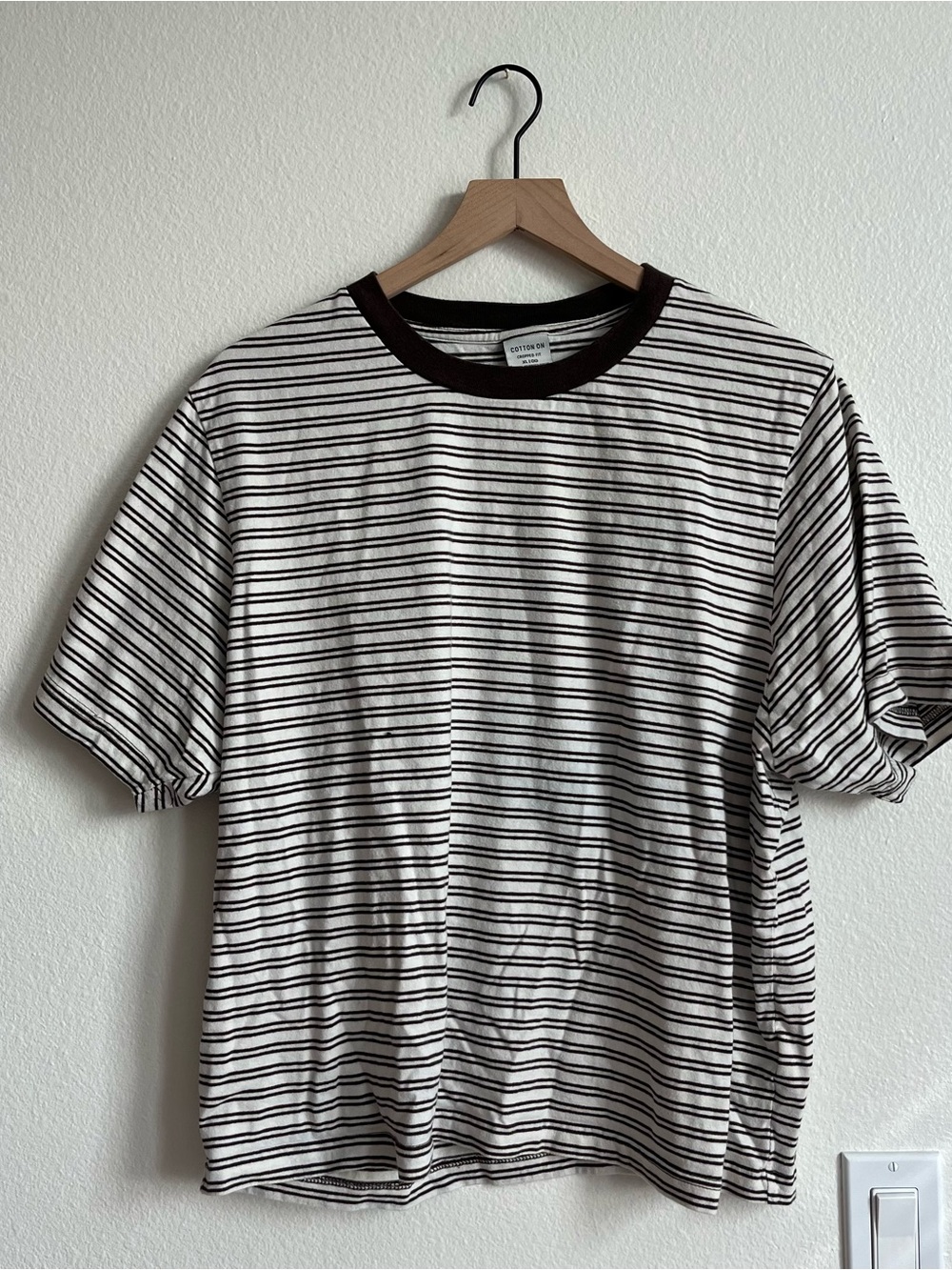 Cotton On Black & White Horizontal Stripe Ringer Tee